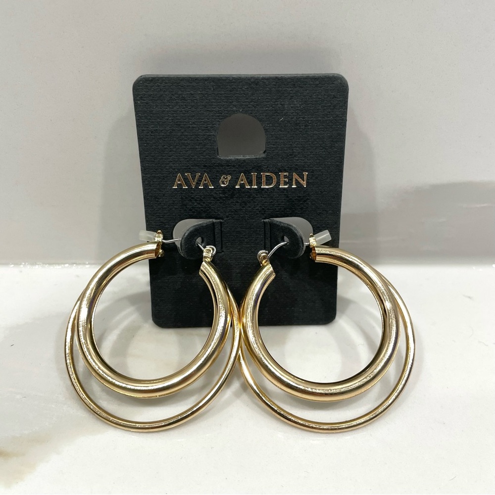 🟣2/$20 NEW Ava & Aiden Double Hoop Earrings